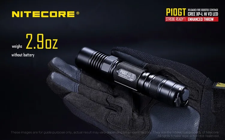 Тактический фонарик NITECORE P10GT CREE XP-L HI V3 светодиодный Макс. 900 люмен луч бросать 286 м факел строб, высокий, средний, низкий модель