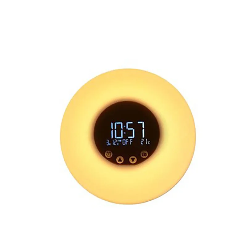 Relógio com Rádio Wake Light Alarm Clock Sunrise - Sunset Simulação Toque Controldigital 7 Cores Sons Luz fm Função up 2 Cheap Luzes noturnas