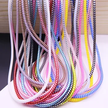 

New Plating Sequins 1.5M 3 in 1 TPU spiral USB Charging cable cord protector cable winder cable Protection for iphone Android