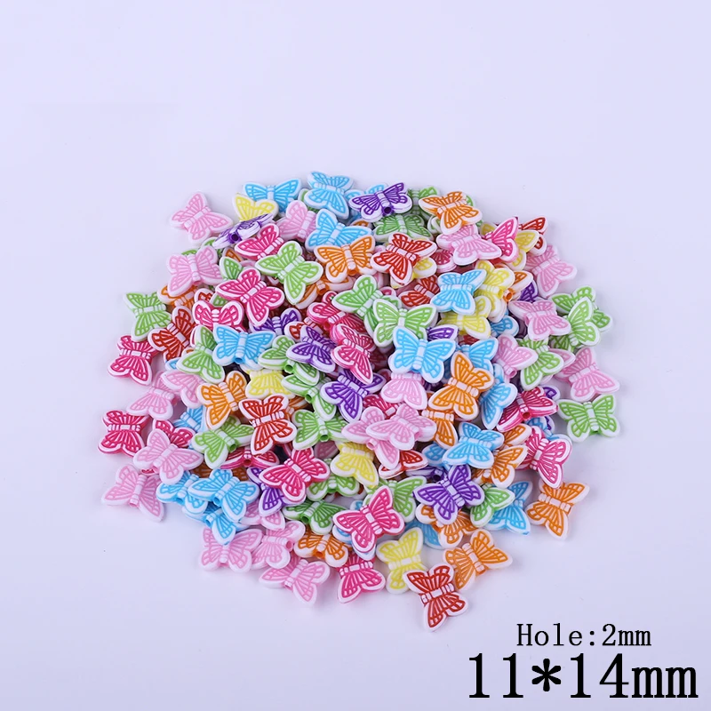 

QIYIGE New Arrivals Assorted Acrylic Bead Bright Colors Butterfly Plastic Loose Spacer Beads for DIY Kids Jewelry Making