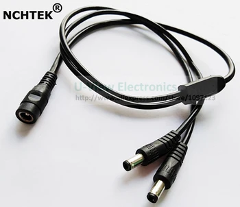 

NCHTEK DC 5.5x2.5mm Female to Dual DC 5.5x2.5mm Male Plug CCTV Connector Adapter Cable About 70CM/Free DHL Shipping/100PCS