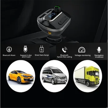 Car Kit Handsfree Wireless Bluetooth FM Transmitter USB Charger AUX read microSD cardU-disk DC 5V 3.4A free shipping