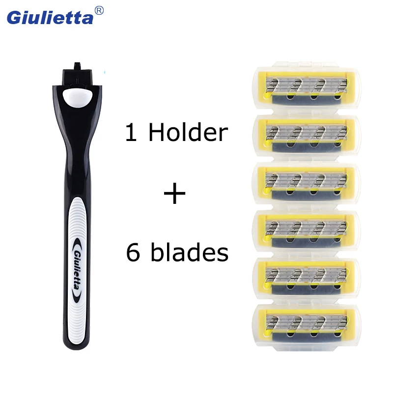 Giulietta 2018 Новый бритья лезвие бритвы для Для мужчин 7 шт./компл. (1 ручка 6 лезвий)