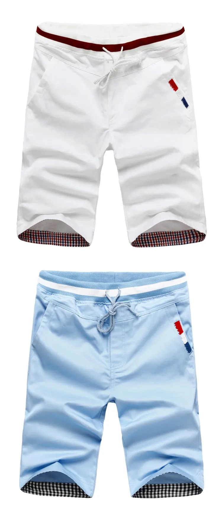 Men's Excellent Drawstring Closure Shorts White Blue