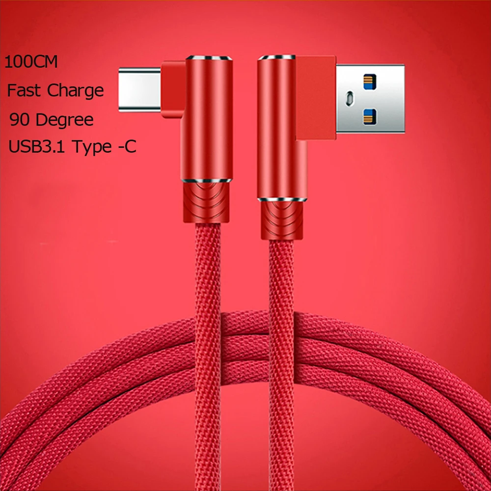 

USB3.1 Type C Braided 90 Degree Fast Charger Quick Charge Data Line Game Cable Cord forMotorola Moto M Z Z1 Z2 Play Honor 8 9 10