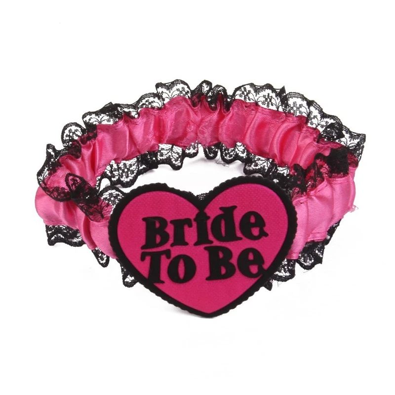Bride To Be Lace Garter Black & Pink Hen Night Party Accessories Wedding Bridal 