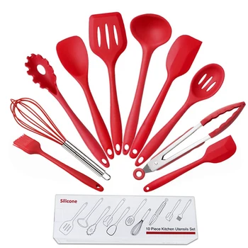 

10pcs Non-Stick Kitchenware Silicone Heat Resistant Kitchen Cooking Utensils Baking Tool Cooking Tool Sets Practical Convenient