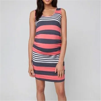 

Summer Women Maternity Clothes Fashion Breastfeeding Sleeveless Nursing Dresses New 2018 Striped Mini Dresses For Nursing Mother