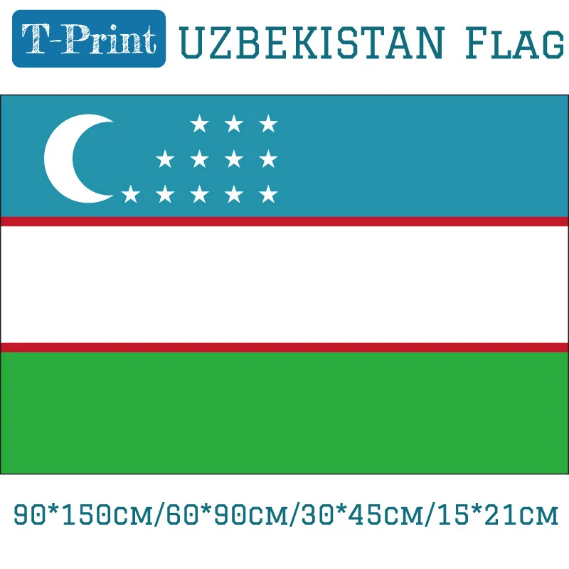 

Free shipping 90*150cm/60*90cm/15*21cm Uzbekistan National Flag 3x5ft Hanging Flag