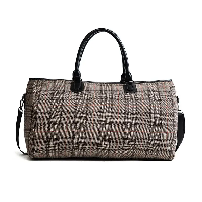 

Women Travel Bag Fashion Vintage Travel Totes Houndstooth England Plaids Travel Tote Thread Weekend Bag Blends Big Capacity