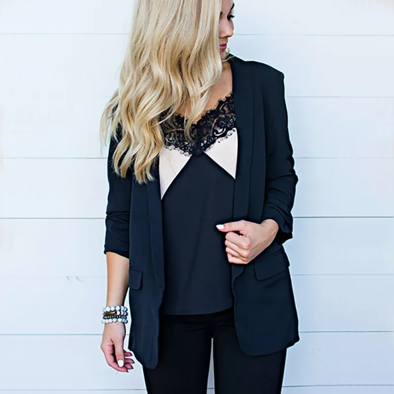Fashion Solid Color Slim Blazer Women Autumn Suit Jacket Female Work Office Lady Long Sleeve Business Blazer Coat Feminino