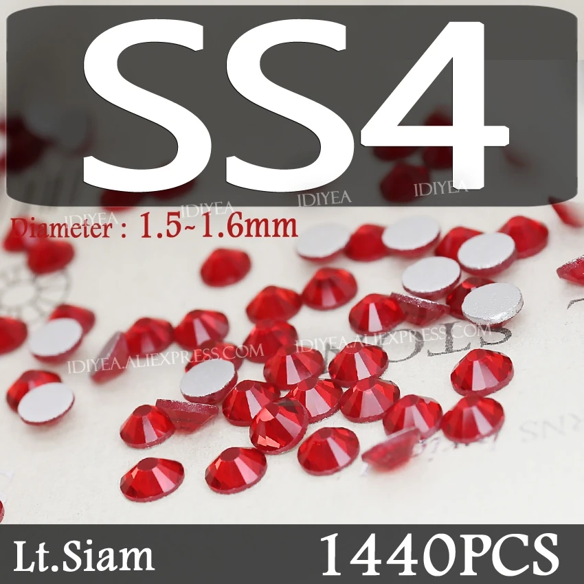 Lt. Siam смешанные размеры SS3-SS10 SS4-SS30 Стразы для дизайна ногтей украшения не горячей фиксации хрустальные ногти блестит для DIY Декор Маникюр - Цвет: SS4 1440PCS