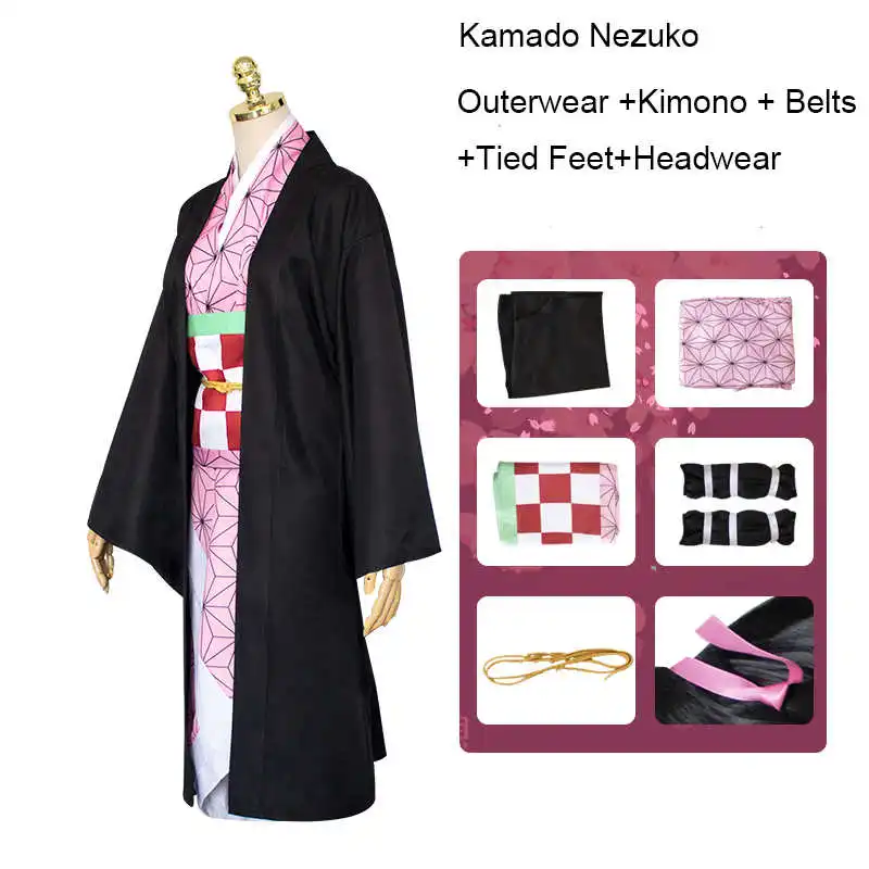 Kamado Nezuko Комплект кимоно Kimetsu no Yaiba для косплея в стиле аниме Kamado Tanjirou, японские костюмы - Цвет: Kamado Nezuko