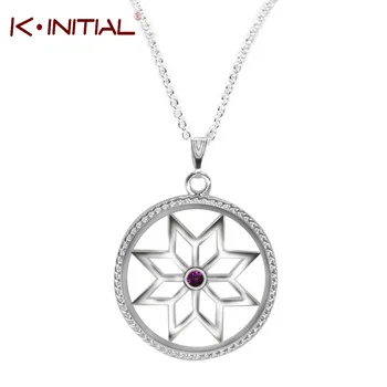 Kinitial 10Pcs Silver Slavic Warding Alatir Charm Pendant Necklace Punk Geometry Gothic Star Necklaces Statement Jewelry Gift