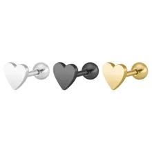 Серьги простые темпераментные модные серьги в форме сердца для женщин, девушек, золотого, черного, стального цвета, 60 шт./партия