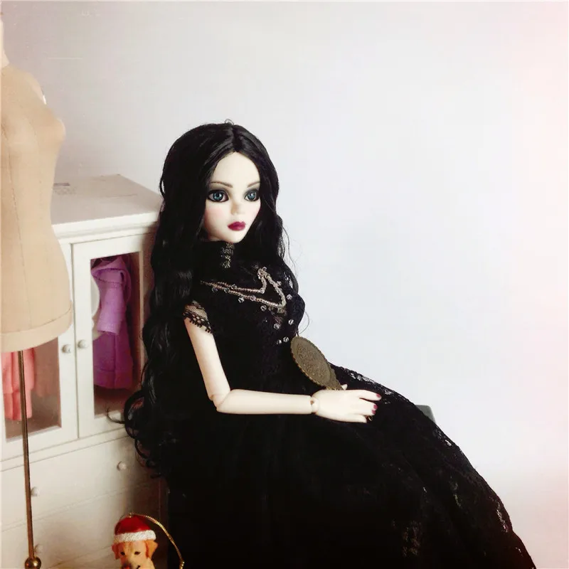 T02-X504 Blyth st кукольная одежда 1/3 1/4 bjd 1/6 аксессуары для кукол черное винтажное кружевное платье 1 шт