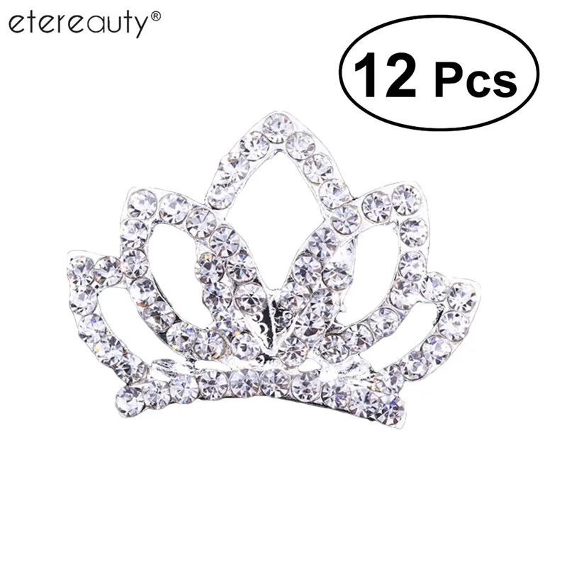 

12Pcs Children Headdress Princess Crown Comb Rhinestone Hair Clip Princess Crown with Comb Pin Head Piece Hair Comb Clip Crystal