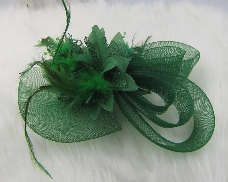 Элегантный Тюль с перьями и имитацией жемчуга; красивые вуали; Доступно 11 цветов; свадебные шляпки с цветами для женщин