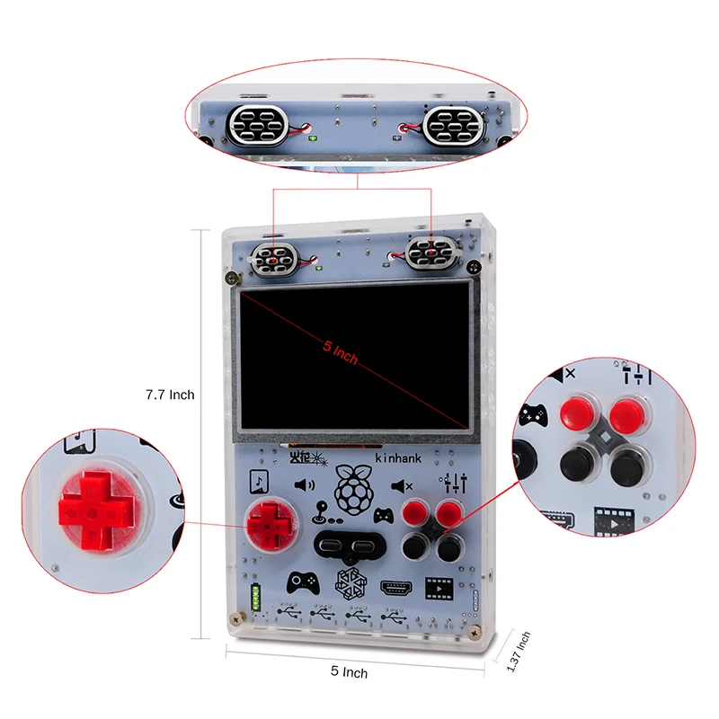 DIY портативная игровая консоль с компьютерным модулем Raspberry Pi 3 Lite 5,0 дюймов экран Pi-Boy игровой плеер встроенный более 15000 игр
