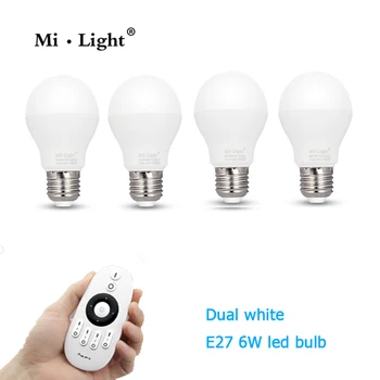 

Milight LED Dual white bulb 6W E27 base lamp CCT AC85-265V & Four Zone Remote& remote dimmer