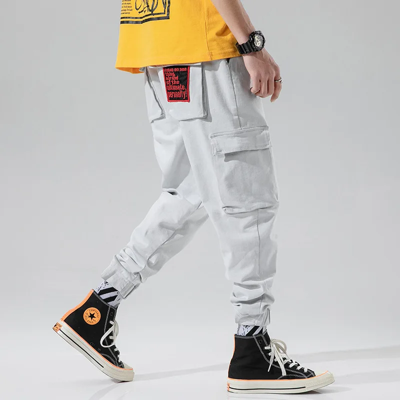 Japanese Style Fashion Men Jeans Light Gray Casual Big Pocket Cargo Pants Vintage Designer Streetwear Hip Hop Joggers Pants Men Japanese Style Fashion Men Jeans Light Gray Casual Big Pocket Cargo Pants Vintage Designer Streetwear Hip Hop Joggers Pants Men