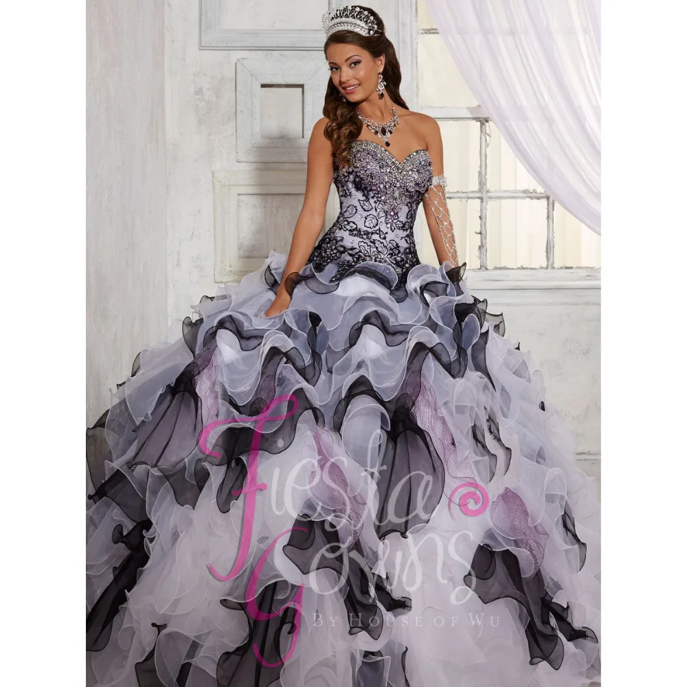 Stunning Black And White Masquerade Quinceanera Dresses Gowns Sweet 16