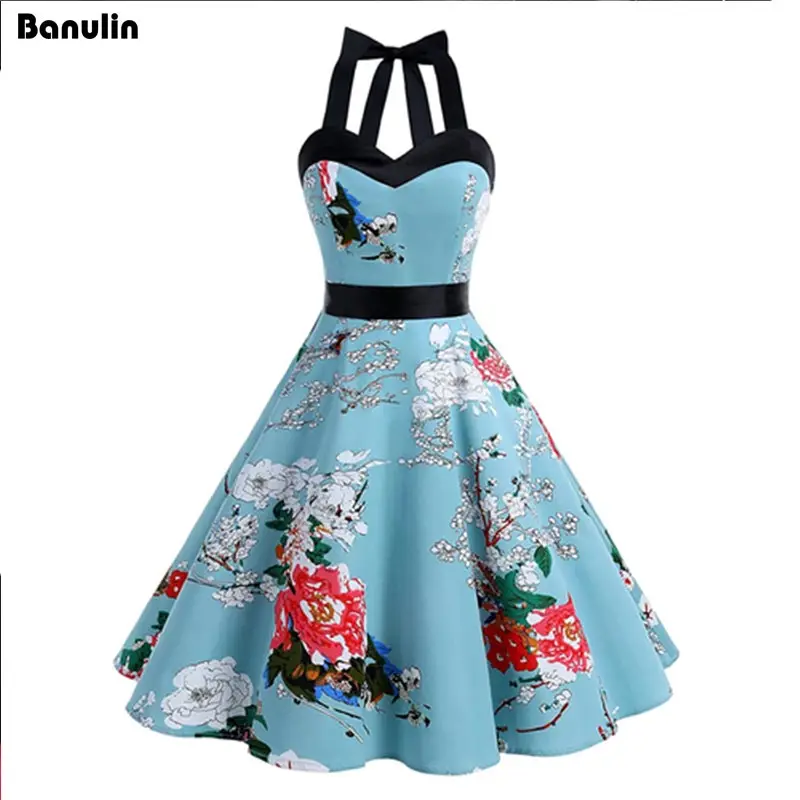 

Women Summer Dress 2018 Ladies Floral Retro Vintage Dresses 50s 60s Casual Party Robe Rockabilly Dress Plus Size Vestidos mujer