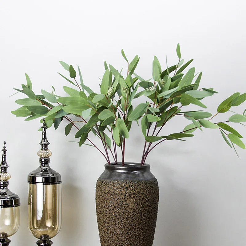 

Artificial Rectangle Eucalyptus Leaf Branch Green Plant Table Hotel Room Garden Decorative Fake flowers