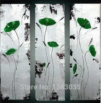 

Hand Painted Abstract Green Flowers Canvas Art Oil Painting Wall Picture 3 Piece Home Decoration Modern Set