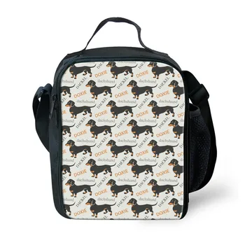 

ThiKin Cute Dachshund Dog Print Lunch Bag insulated Women Kids Shoulder Lunchbox Thermal Girls Animal Print Tote Food Bag