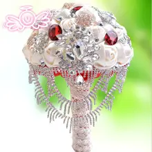 AYiCuthia цвета слоновой кости Свадьба Букет de mariage жемчуг невесты Искусственные Свадебные букеты цветок кристалл buque de noiva 77
