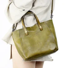 Весенняя сумка из натуральной кожи для женщин, винтажный первый слой из воловьей кожи, Повседневная сумка на одно плечо, Женская однотонная сумка