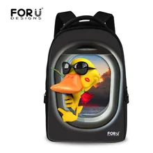 FORUDESIGNS 3D Животных Желтая Утка Печати Школы Рюкзак Cool Мужчины Женщины Туристические Рюкзаки Подросток Мальчики Девочки Рюкзак Для Ноутбука