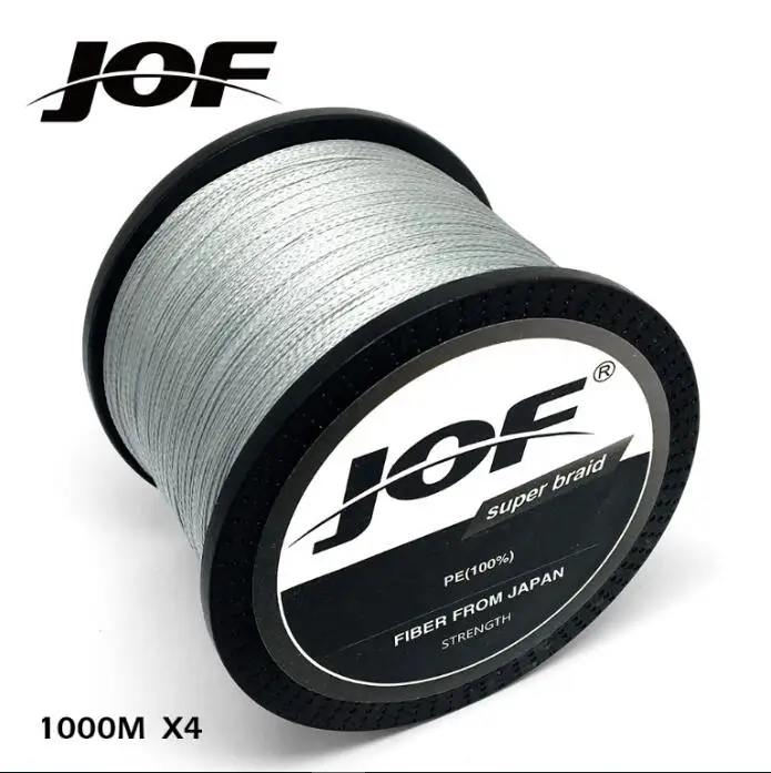 JOF 4 стойки 1000 м 10-80LB брендовые рыболовные лески суперпрочный, японский мультифиламент PE плетеная леска - Цвет: Grey