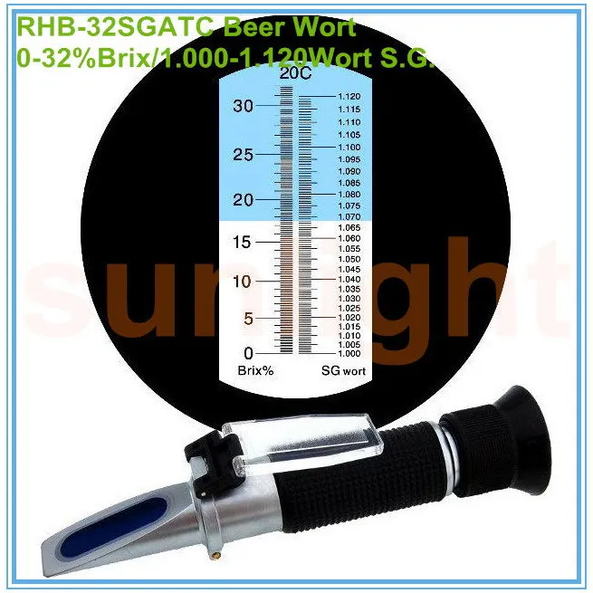 

RHB-32SGATC Beer Refractometer Brewing Brix and Wort S.G. Dual Scale with Plastic Retail Box and Trackable Delivery Service