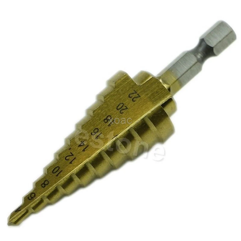 

Hex Titanium Step Cone Drill Bit 4-22 mm HSS 4241 Titanium Plated Hole Cutter For Sheet Metal Drop Shipping Support M12 dropship