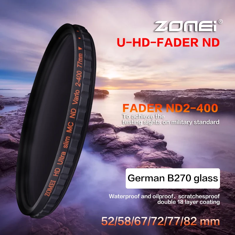 Zomei 77 мм Fader переменной ND фильтр 40 5 регулируемый ND2 к ND400 400 нейтральной плотности