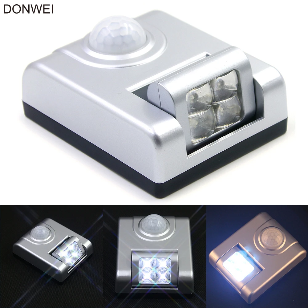 Wireless Auto ON/OFF Motion Sensor Night Light 4LED