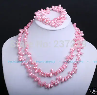 

Wholesale price ^GENUINE BAROQUE PINK PEARL NECKLACE BRACELET SET hot