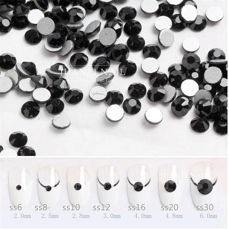 CCBLING ss3 -ss30 Flat Back Crystal Jet ( 3d Nail Art crystal decorations ) Non Hot Fix Glue on Rhinestones for Nails | Красота и