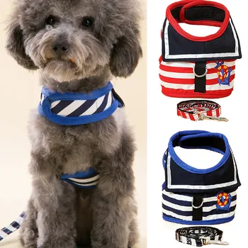 

Misterolina Puppy Dog Pet Cat Harness and Leash Set Striped Breathable Collars for Small Dogs Teddy Leads Neck Strap Chihuhua