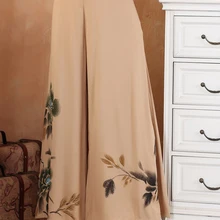 Camel/женские свободные широкие брюки в китайском стиле; хлопковые брюки с цветочным принтом; длинные брюки; Размеры M, L, XL, XXL, 2369-2