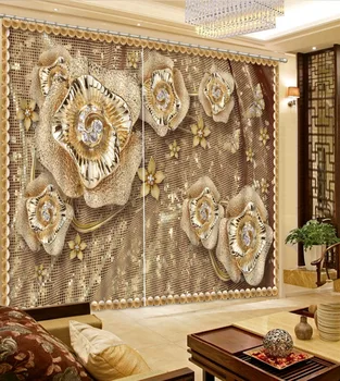 

long curtain for the living room Fashion embossed pattern leaf printing blackout curtains Any window decoration