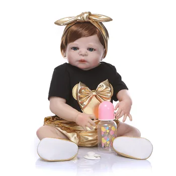

Nicery 22inch 55cm Bebe Reborn Doll Hard Silicone Boy Girl Toy Reborn Baby Doll Gift for Child Golden Headwear Bady Doll
