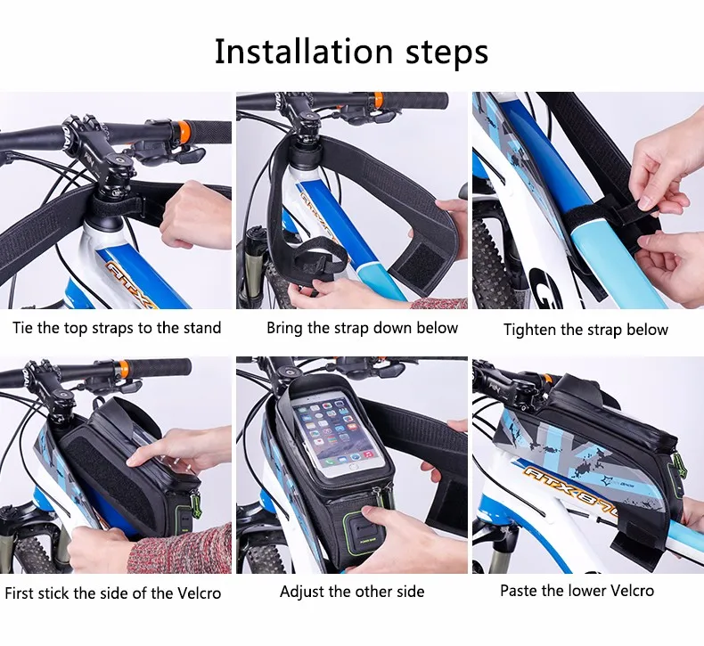 Excellent ROCKBROS Rainproof Bicycle Bags Touch Screen Bicycle Top Front Tube Frame Bags MTB Road Bike Bags For iPhone xiaomi Phone Case 8