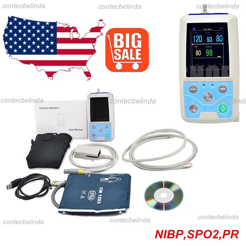  FDA CE PM50 Portable Patient Monitor Vital Signs NIBP SPO2 PR Pulse Rate Meter Newest