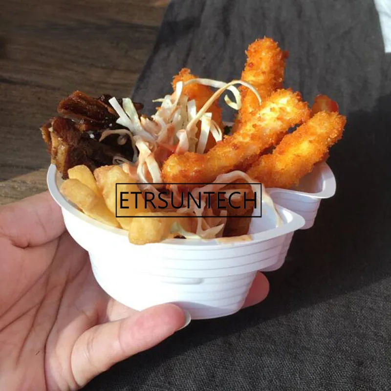 크리에이티브 스낵 컵 홀더, 프라이드 치킨 프라이 팝콘 컵 홀더, 일회용 차가운 음료, 우유 차 플라스틱 트레이, 500 개