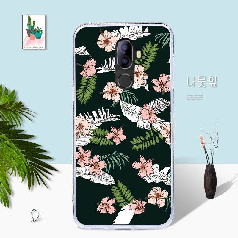 For Oukitel U18 Case Soft TPU Phone Cases For Funda Oukitel U18 U 18 5.85" Flamingo Flowers Leaves Painted Back Shell Cover