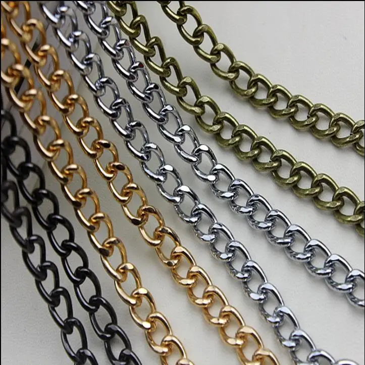 

(2 PCS/lot) 4color plating high-end DIY leather 7 mm length 90 cm width handbag aglet twist chain decoration accessories