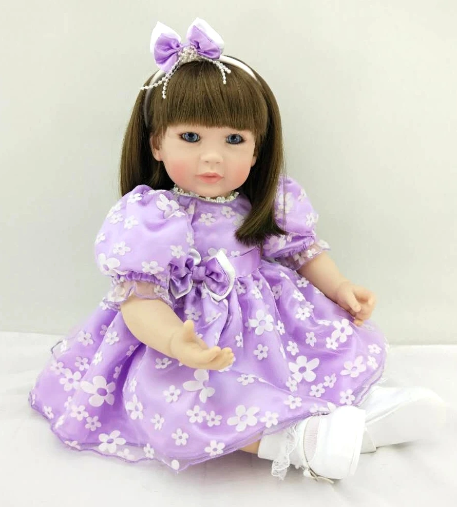 

Pursue 20"/50 cm Adorable Purple Dress Lifelike Silicone Toddler Princess Doll Reborn Baby Girl Doll for Children Girl Boy Gifts